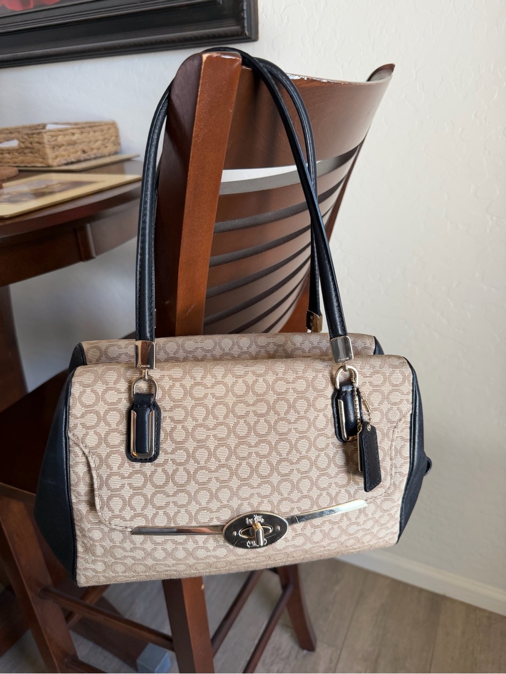 Coach Madison Op Art Needlepoint Satchel
